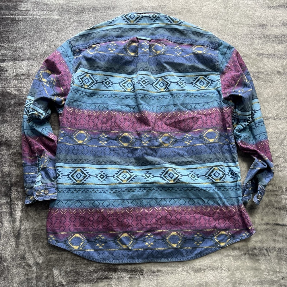 VTG 90s Cabelas Shirt Womens Aztec Chamois Flannel Button SW Western Cowboy 2XL - Picture 6 of 6